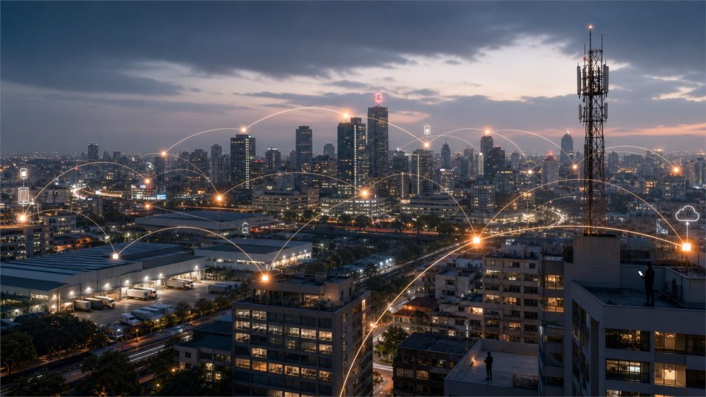 Conectividad 5G enlazando una ciudad latinoamericana